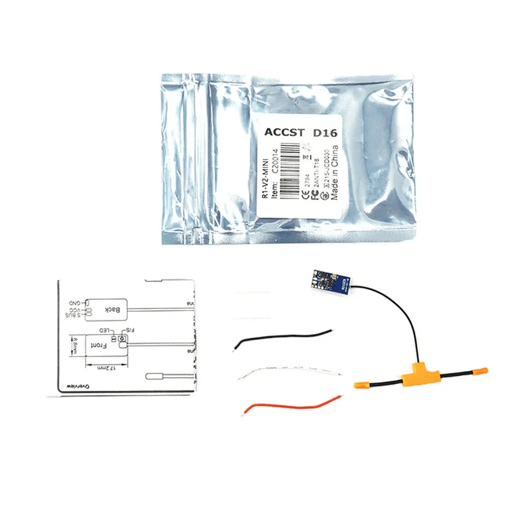 Jumper R1 V2 Mini 2.4GHz 16CH Receiver Over 2KM D16 SBUS Full Range RC Compatible T-Lite T18 T16 T12 T8SG Radio Transmitter - Makerfire