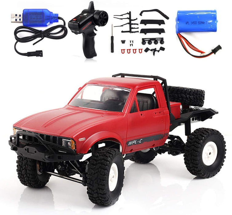 WPL C14 1/16 2.4G 4WD Off Road RC Military Car Rock Crawler Truck With Front LED RTR Toys