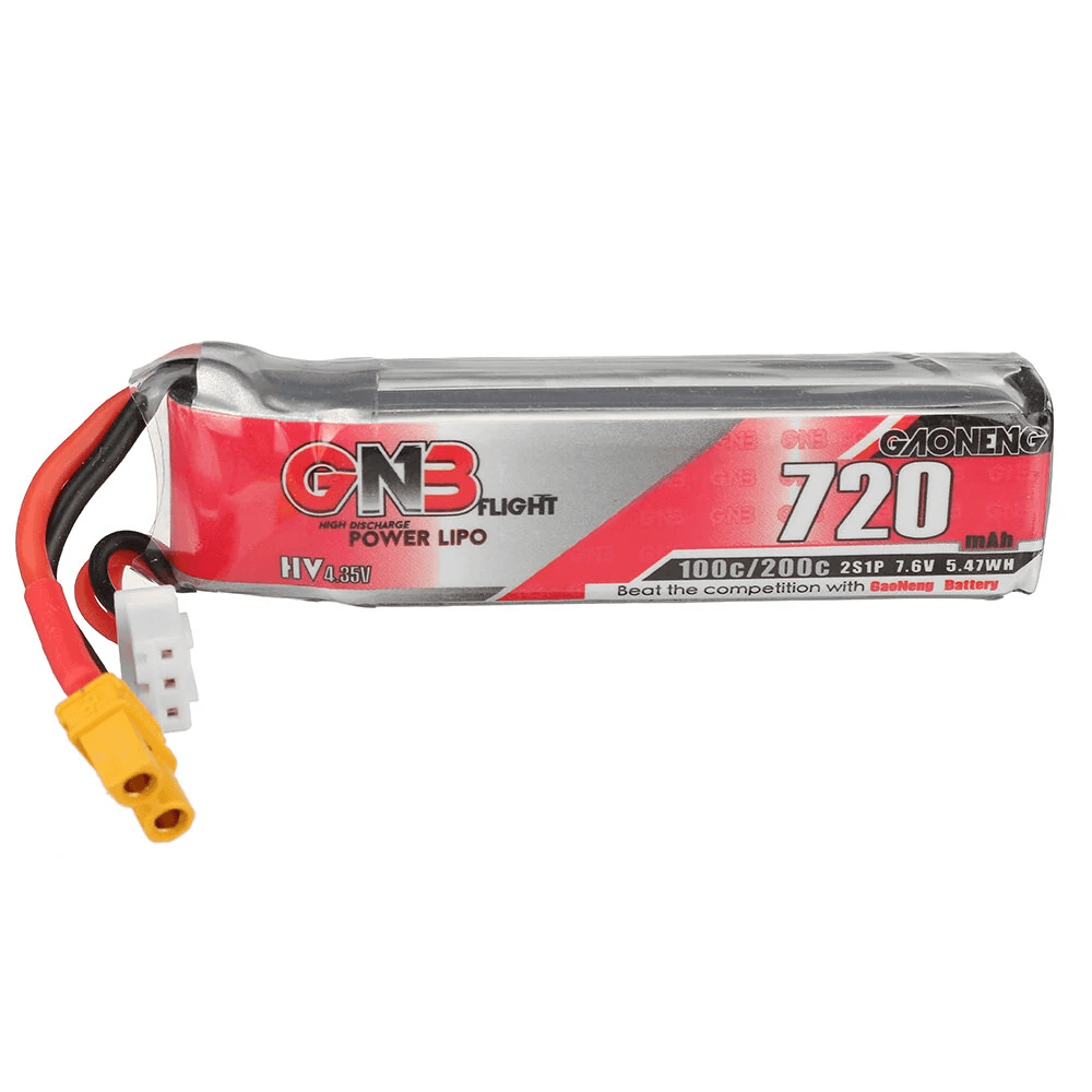 GAONENG GNB 7.6V 720mAh 100C 2S LiPo Battery XT30 Plug for FPV Racing Drone(Pack of 2) - Makerfire