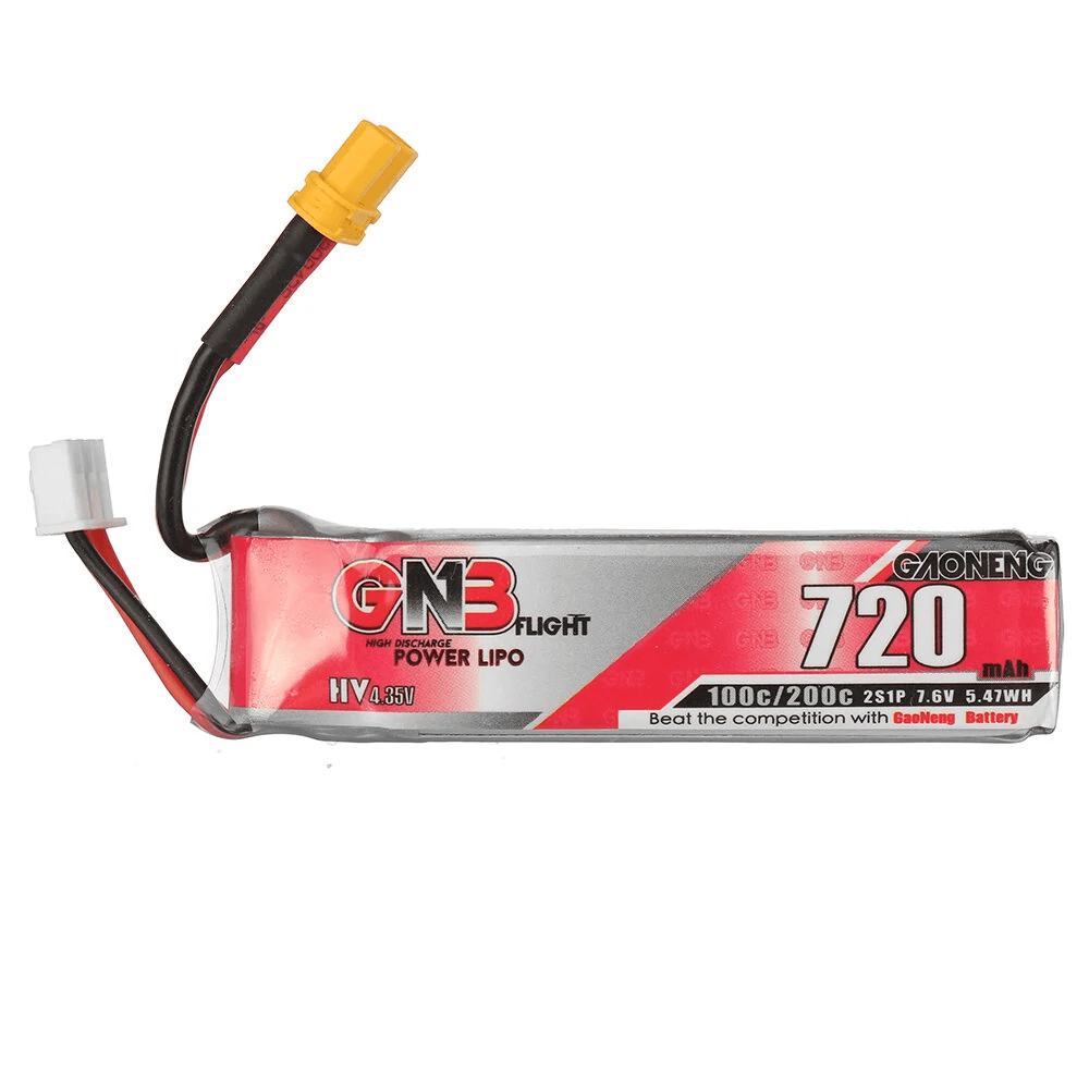 GAONENG GNB 7.6V 720mAh 100C 2S LiPo Battery XT30 Plug for FPV Racing Drone(Pack of 2) - Makerfire