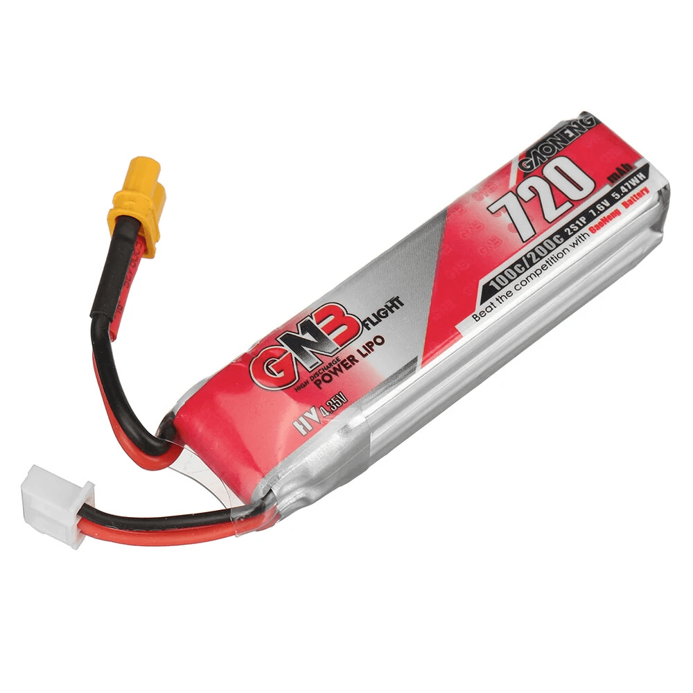 GAONENG GNB 7.6V 720mAh 100C 2S LiPo Battery XT30 Plug for FPV Racing Drone(Pack of 2) - Makerfire