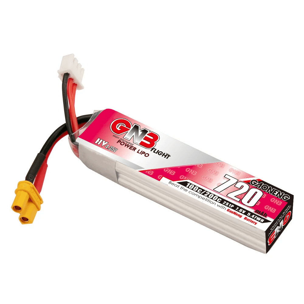 GAONENG GNB 7.6V 720mAh 100C 2S LiPo Battery XT30 Plug for FPV Racing Drone(Pack of 2) - Makerfire