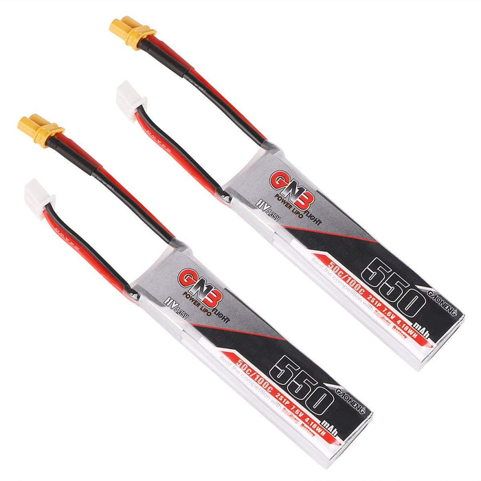 2pcs 550mAh 7.6V 2S LiPo Battery Pack 50C XT30 Connector LiHv Battery for Micro FPV Racing Drone