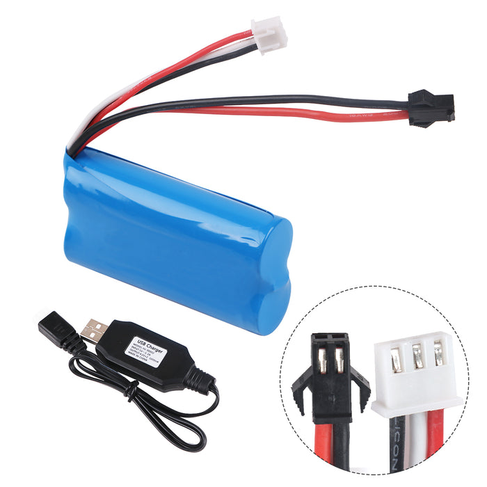 Crazepony 7.4V 1500mAh Battery 15C SM Plug with USB Charger for RC Car Boat Spare Parts Accessories