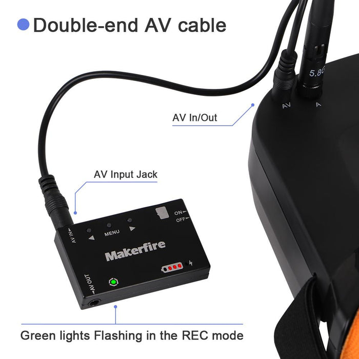 Makerfire Mini FPV Módulo DVR Batería incorporada Admite reproducción y salida de señal AV