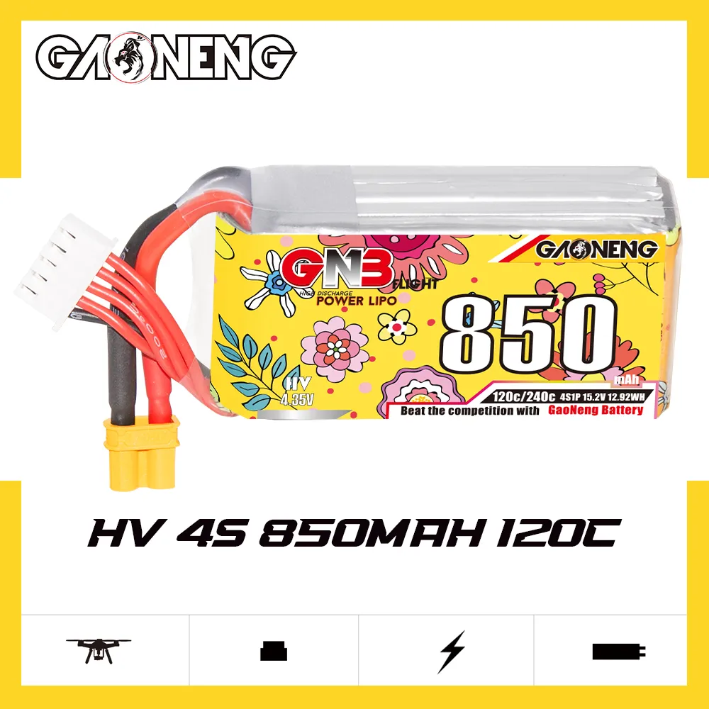 GAONENG GNB LiHV 4S 15.2V 850mAh 120C XT30 LiPo Battery - Makerfire