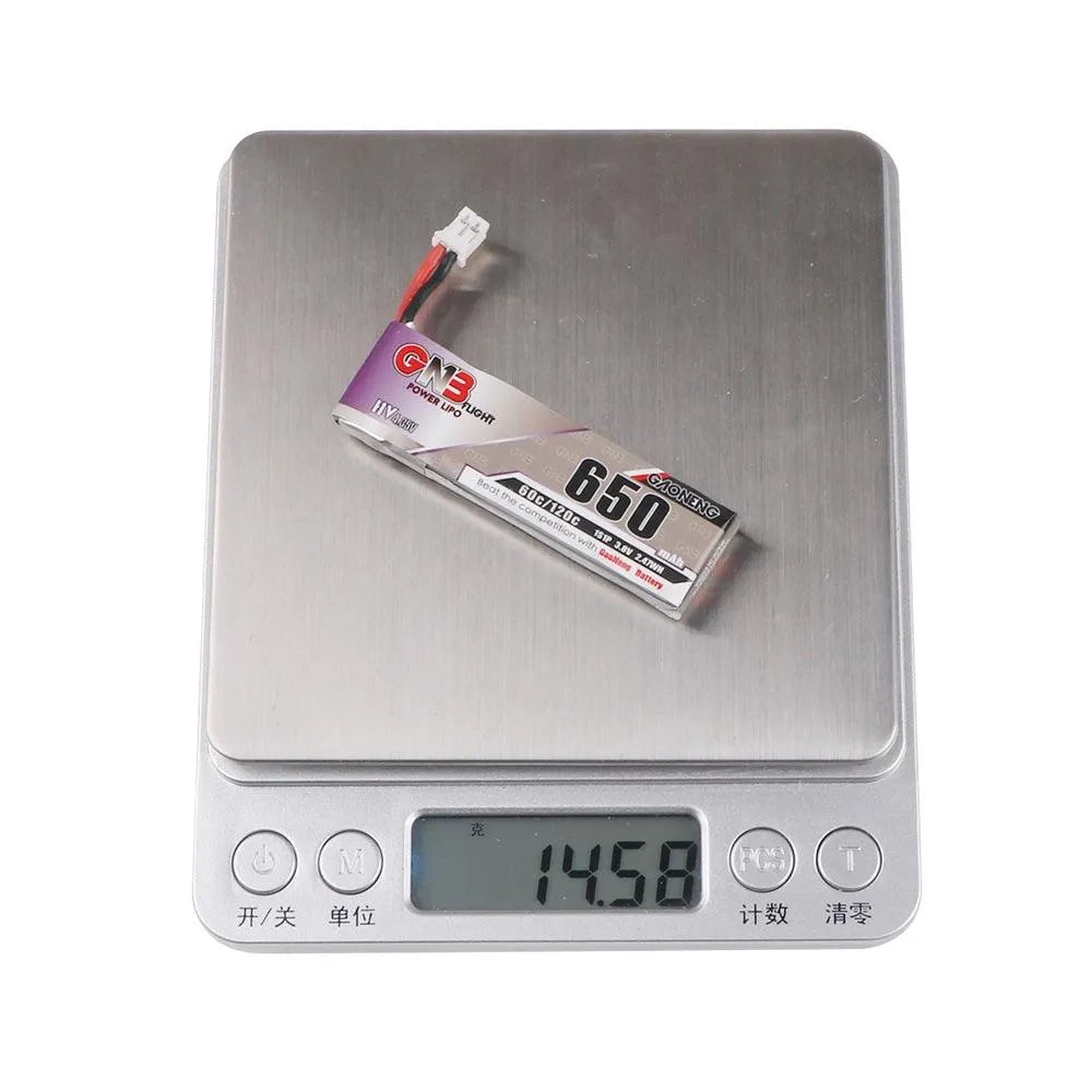 GNB 4pcs 650mAh 1S 3.8V HV LiPo Battery 60C with JST-PH 2.0 PowerWhoop mCPX Connector for FPV Drone