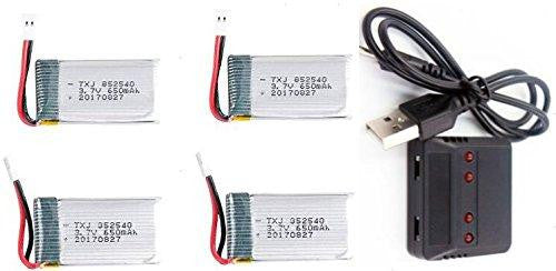 3.7V Lipo Battery USB Charger and 2pcs 650mAh Lipo Battery for Syma X5 Serial UAV Drone