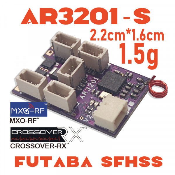 CROSSOVER-RX AR3201-S V2.0 (FUTABA-SFHSS) 内蔵 2 ブラシ ESC/6CH MicroRX (10 個パック)