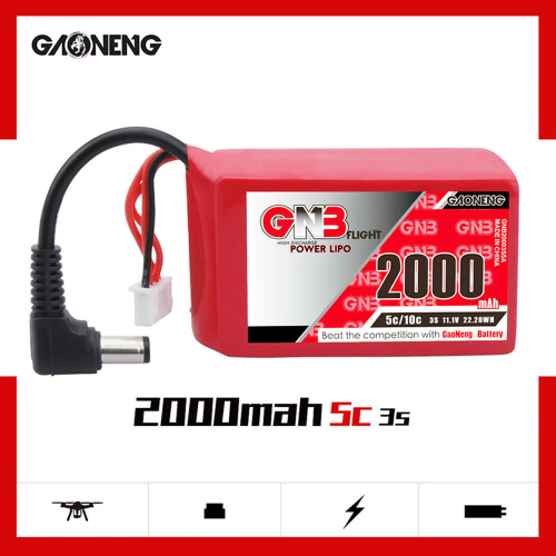 Gaoneng 2000mAh 3S LiPo Battery 11.1V 5C/10C DJI FPV Goggles Battery Pack with XT30 DC5.5 Plug for FPV Headset Wireless FPV RC Receiver - Makerfire