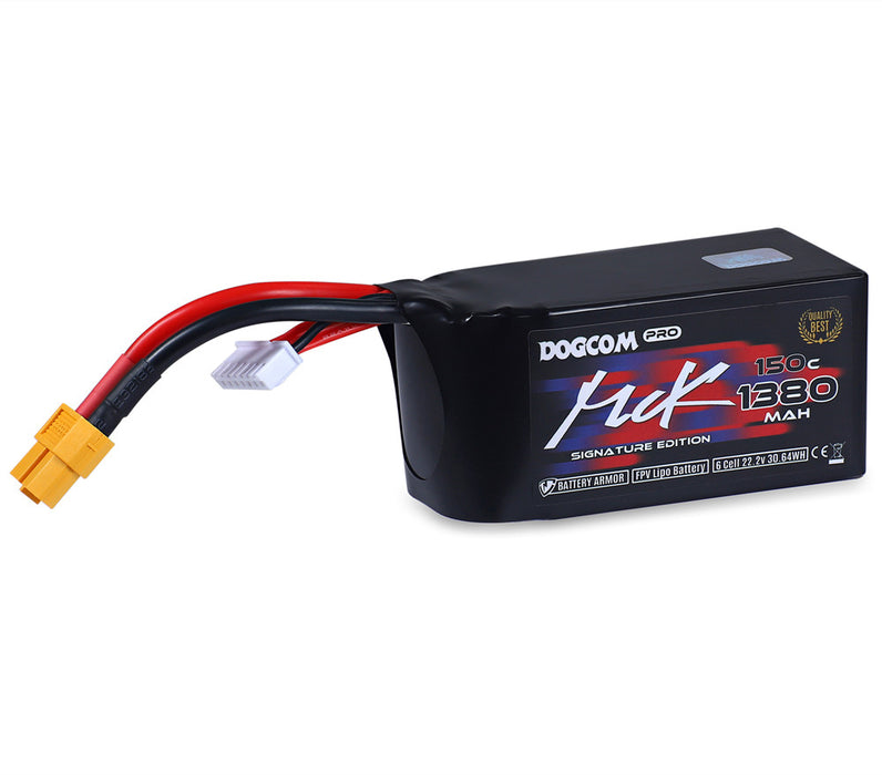 DOGCOM MCK Version 1380mAh 6S 22.2V 150C FPV LiPo Battery XT60 Plug