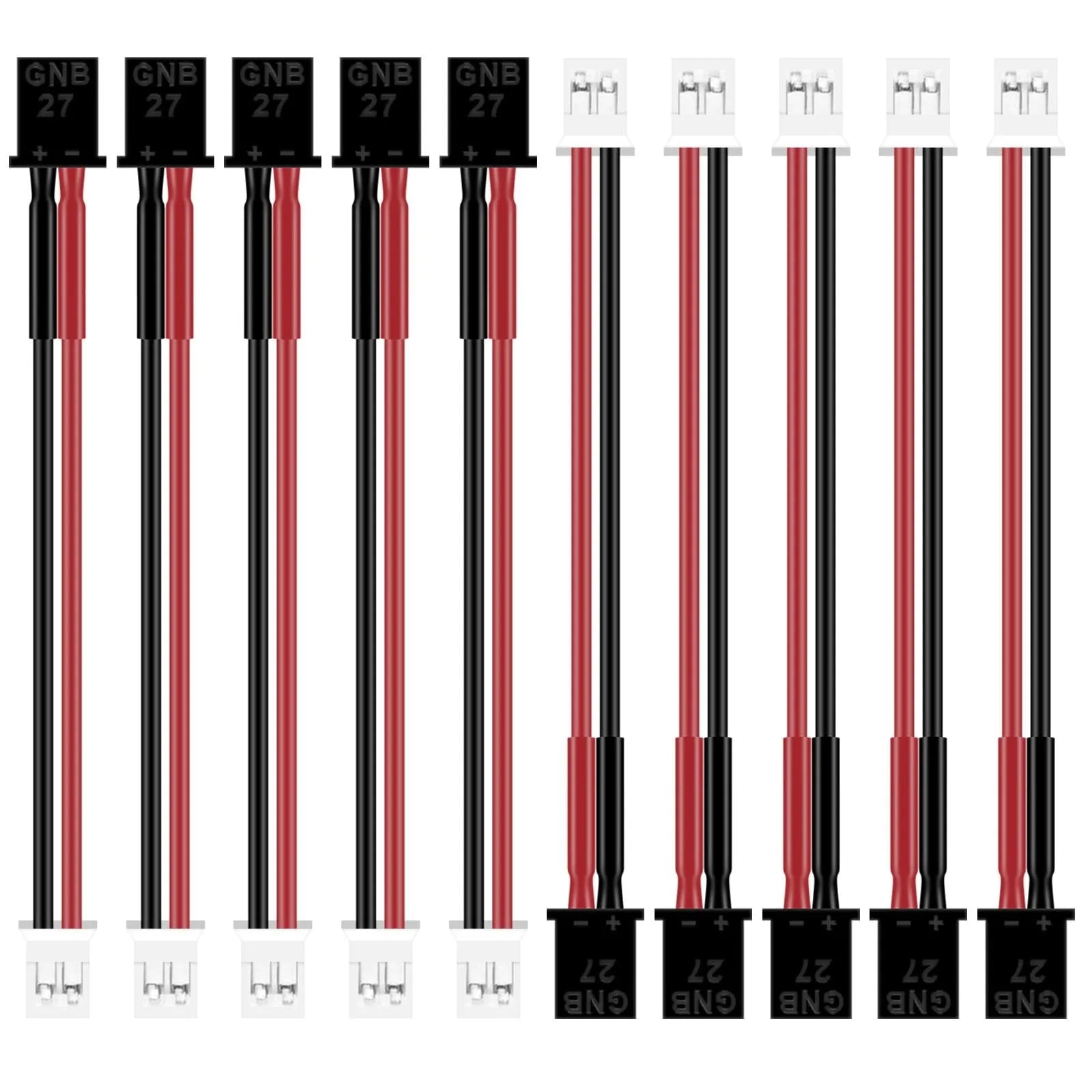 10PCS GNB27-PH2.0 Adapter Cable 22AWG for GNB27 1S Lipo Battery with 1.0mm Banana Connector for 1S Brushless Whoop Drone - Makerfire