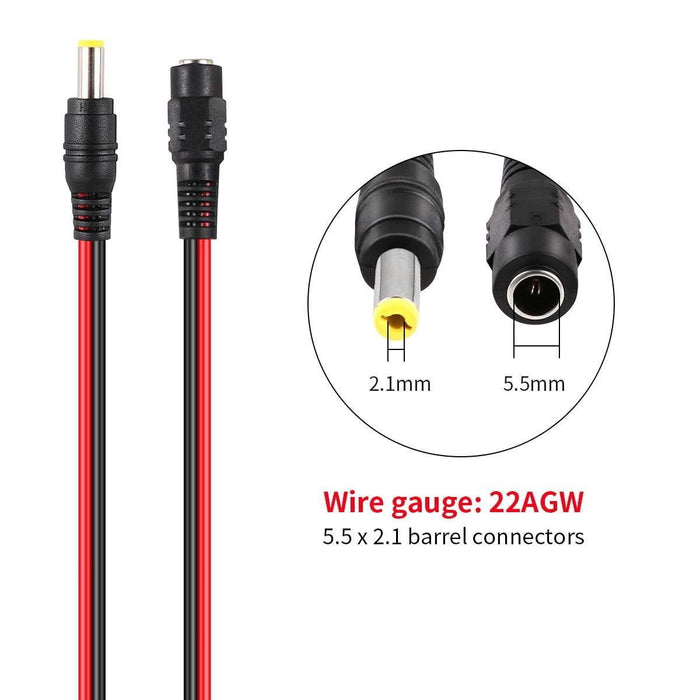 10 Male 10 Female Red Black DC Power Adapter CCTV DVR Camera Lead Plug Pigtail Cable
