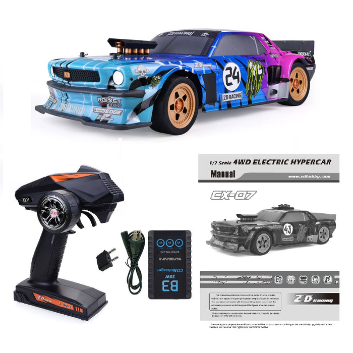 ZD Racing EX07 1/7 4WD ELECTRIC HYPERCAR Brushless RC Car Drift Super High Speed 130km/h Huge Vehicle Models Full Proportional Control - Makerfire