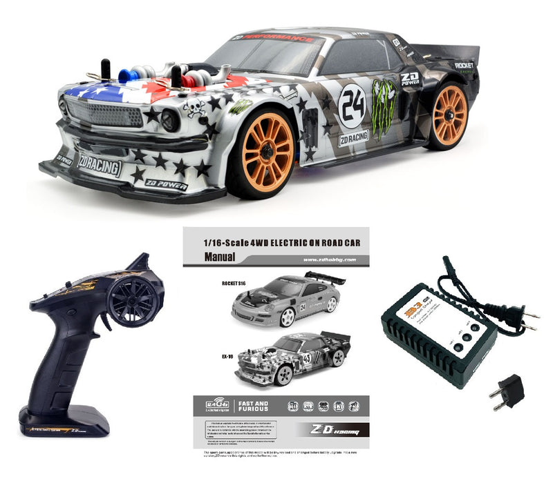 ZD Racing 1/16 Scale 2.4GHz 4WD EX-16 40km/h Brushless RTR Two in One ESC Receiver Integrated EX16-02