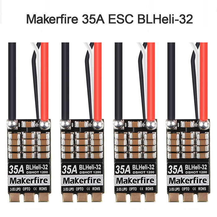 Makerfire BLHeli-32 32Bit 35A ESC Brushless ESC Dshot1200 Electronic Speed Controller(4pcs)