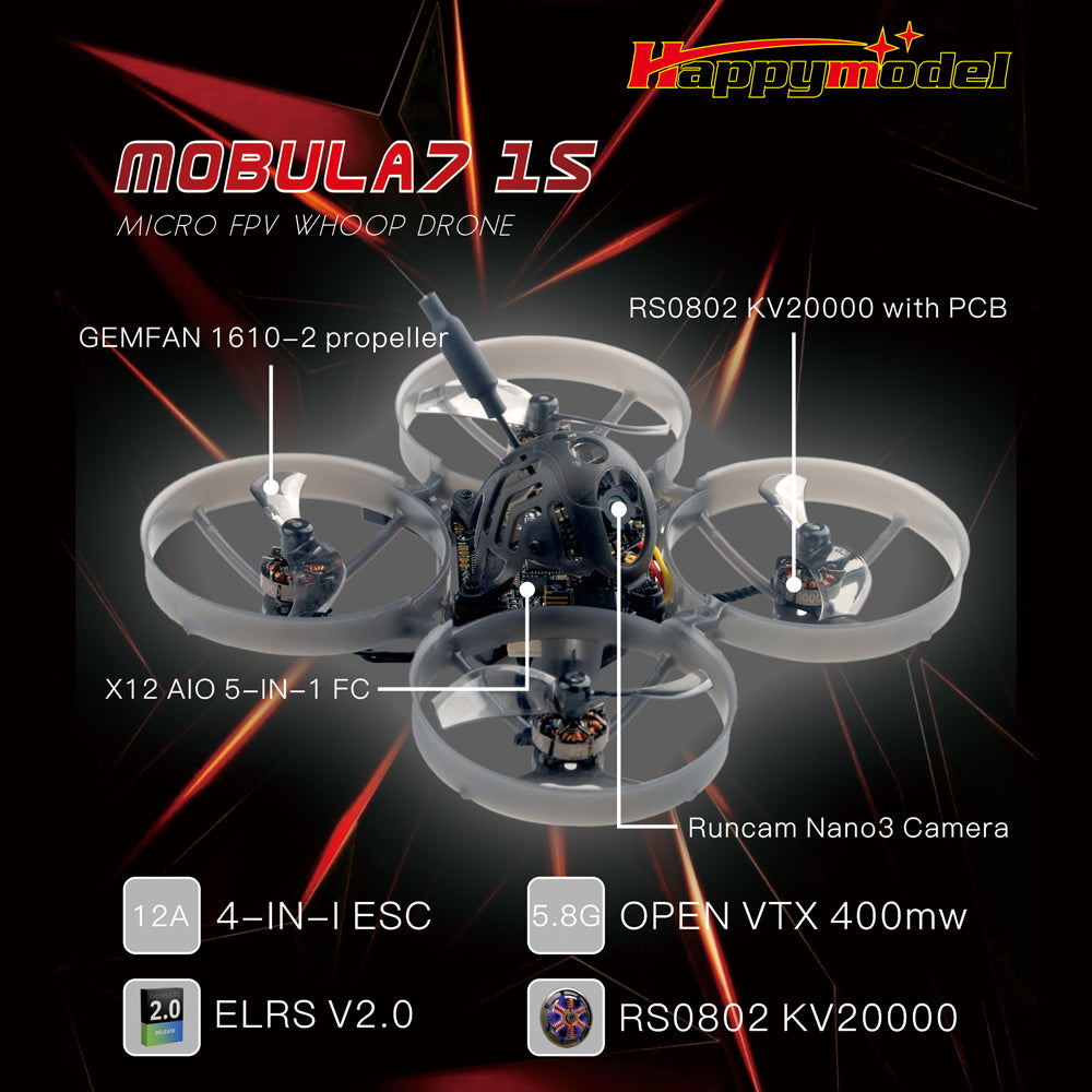 Happymodel Mobula7 1S Micro FPV Whoop Drone BNF/PNP Version