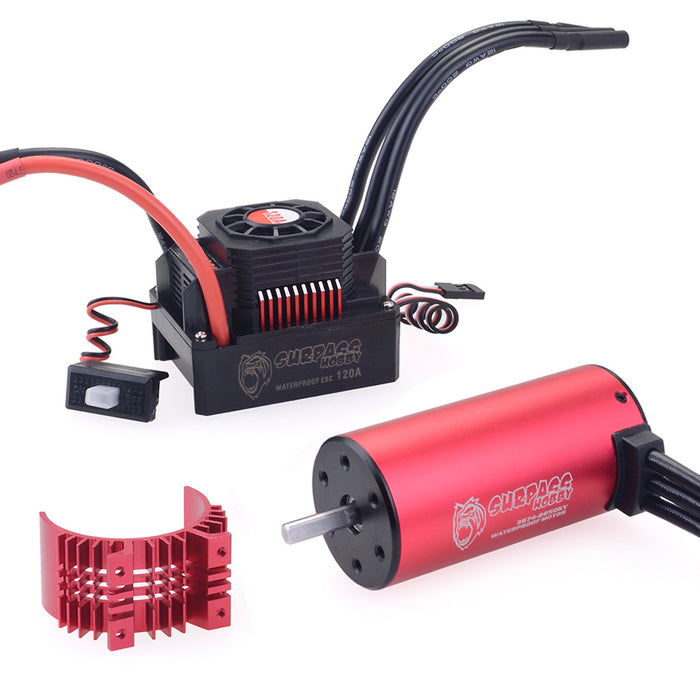 SURPASS 3674 2250KV Brushless Motor  with 120A Waterproof Brushless ESC and Cooling Shell Combo Set for 1/8 RC Car Truck