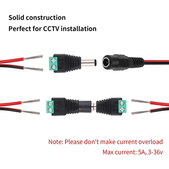 10 pares de cable flexible de alimentación de CC 18AWG + 10 adaptador de enchufe de alimentación de CC