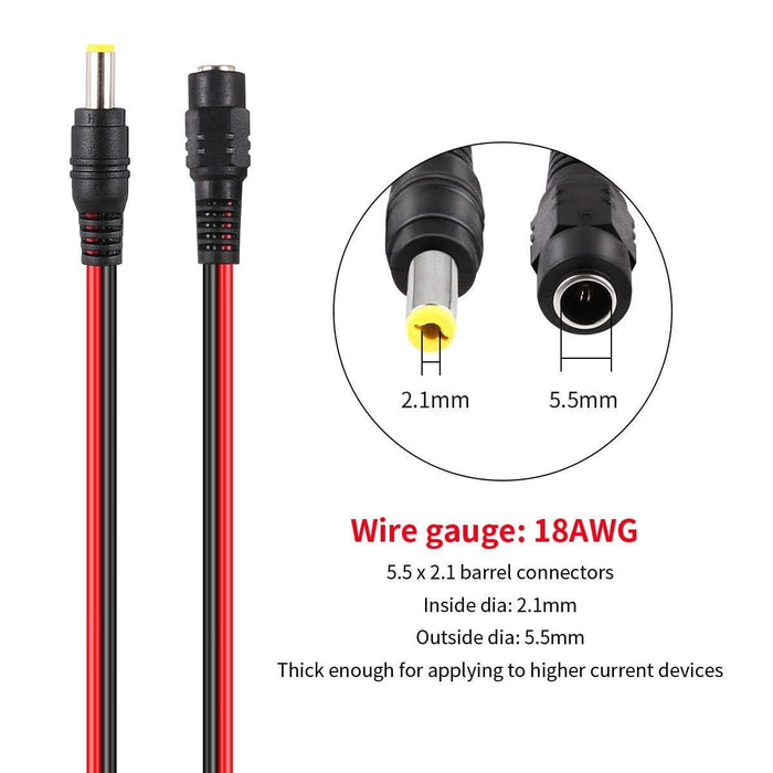 10 Pairs DC Power Pigtail Cable 18AWG +10 DC Power Jack Plug Adapter