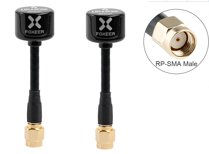 Foxeer Lollipop 4 5.8G 2.6dBi Antena FPV de alta ganancia Interfaz RHCP SMA (paquete de 2)