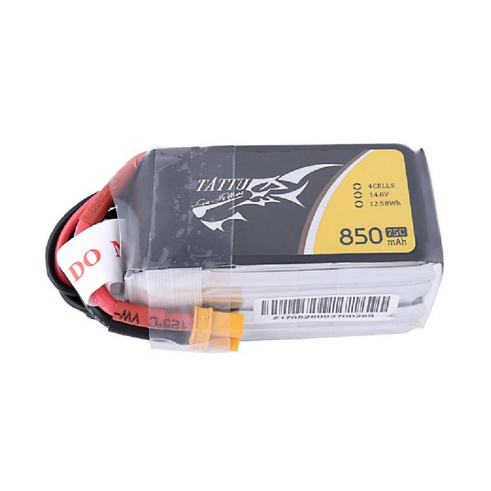 TATTU 850mAh 14.8V 75C 4S1P Lipo Battery Pack with XT30 Plug