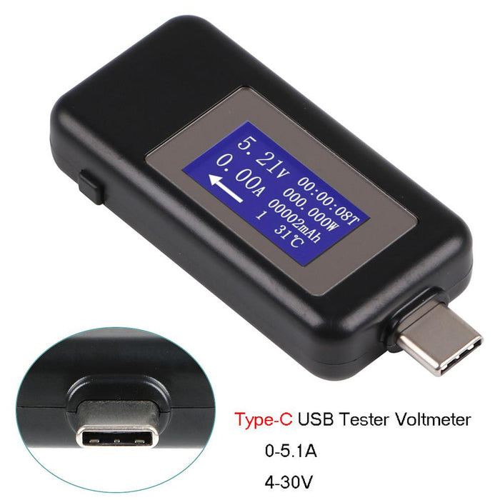 Probador USB tipo C, voltímetro, multímetro USB, probador de voltaje y corriente