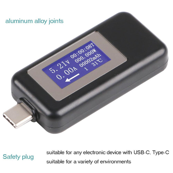 Probador USB tipo C, voltímetro, multímetro USB, probador de voltaje y corriente