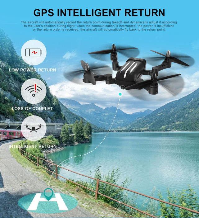 BAYANGTOYS X28 GPS 5G WiFi 1080P FPV Sígueme plegable RC Quadcopter Drone aéreo