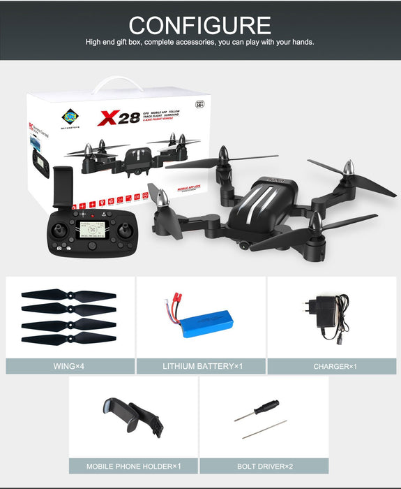 BAYANGTOYS X28 GPS 5G WiFi 1080P FPV Follow Me Foldable RC Quadcopter Aerial Drone