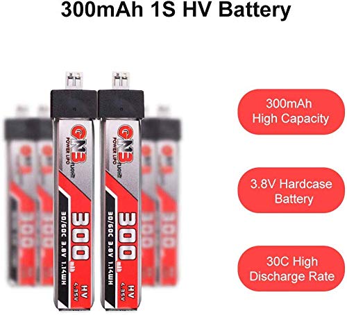 GAONENG 300mAh 1S LiPo Batería 30C 3.8V/4.35V LiHv Batería (Paquete de 8)