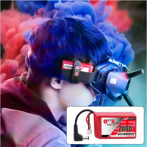 Gaoneng 2000mAh 3S LiPo Battery 11.1V 5C/10C DJI FPV Goggles Battery Pack with XT30 DC5.5 Plug for FPV Headset Wireless FPV RC Receiver