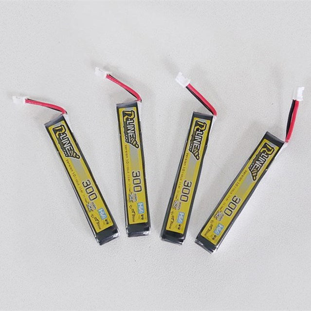Paquete de batería Lipo Tattu 300mAh 3.8V de alto voltaje 75C 1S1P con enchufe PH2.0 (4 piezas) 