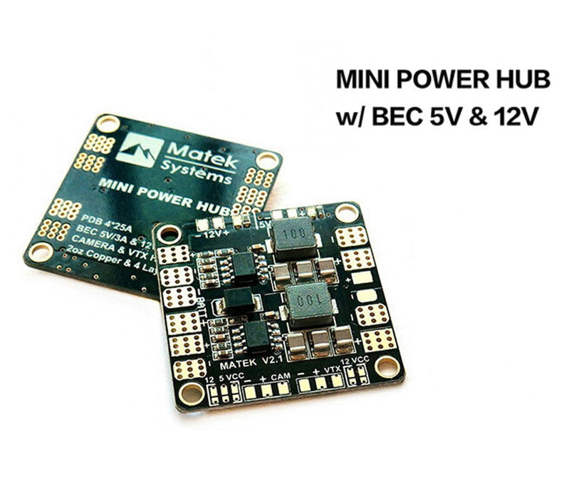 Matek PDB Power Distribution Board 5V 12V BEC Output Support 3S-6S Battery for FPV Drone