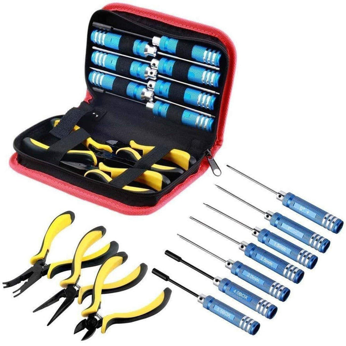 10IN1 RC Tools Kits Box Set Screwdriver Pliers Hex Repair for Helicopter Multirotors